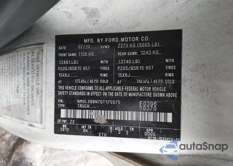 2013 Ford Transit Connect Xlt z USA, uszkodzony, nr VIN NM0LS6BN7DT175575